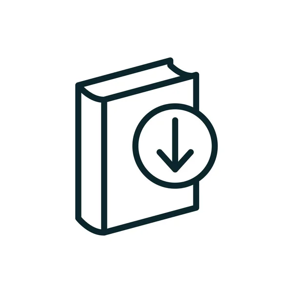 Icono de descarga digital Ebook - libro y flecha — Vector de stock