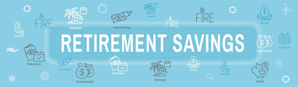 Retirement Savings Icon Set and Web Header Banner