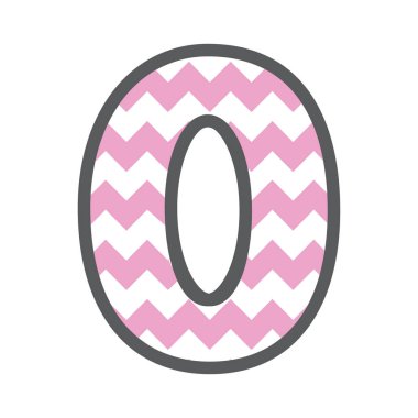 0 Sıfır Sembol Numarası Renkli pembe ve beyaz desenli & dev