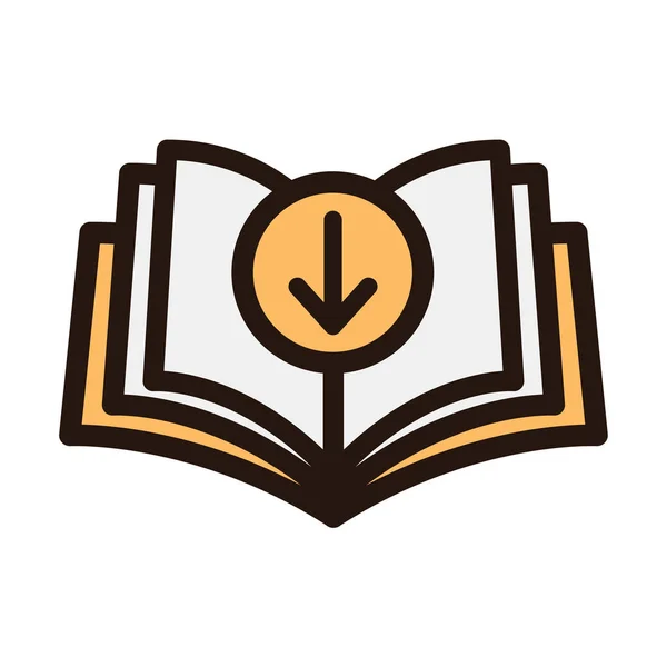 Ebook digitális letöltési ikon-könyv és nyíl — Stock Vector