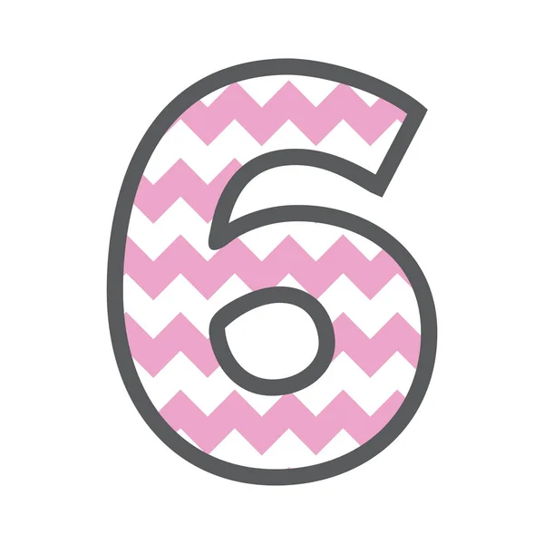 Numero Chevron con motivo colorato rosa e bianco e bordo grigio — Vettoriale Stock