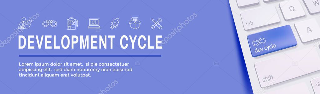 Development Operations and Life Cycle - DevOps Icon with process, build etc