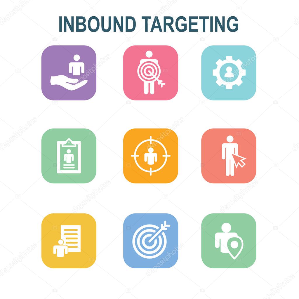 Inbound Marketing Icons w targeting imagery to show buyers and customers