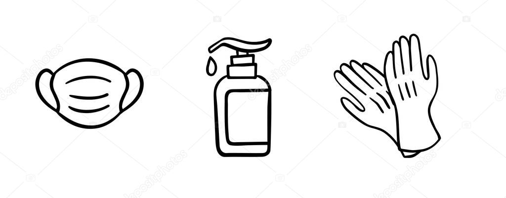 Sanitation accessories Icon to help during Corona virus or COVID 19