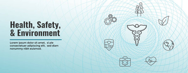 Health Safety and Environment Icon Set & Web Header Banner