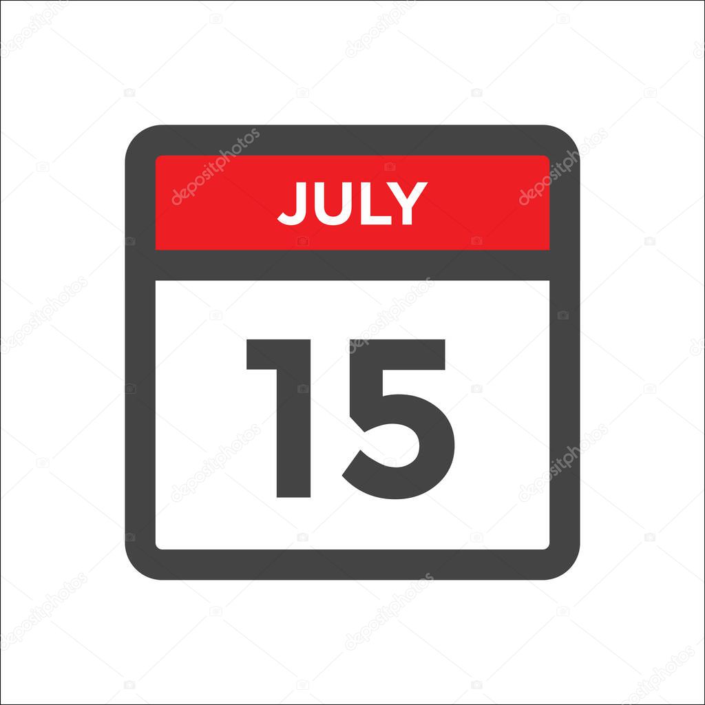July 15 calendar icon with the day of month