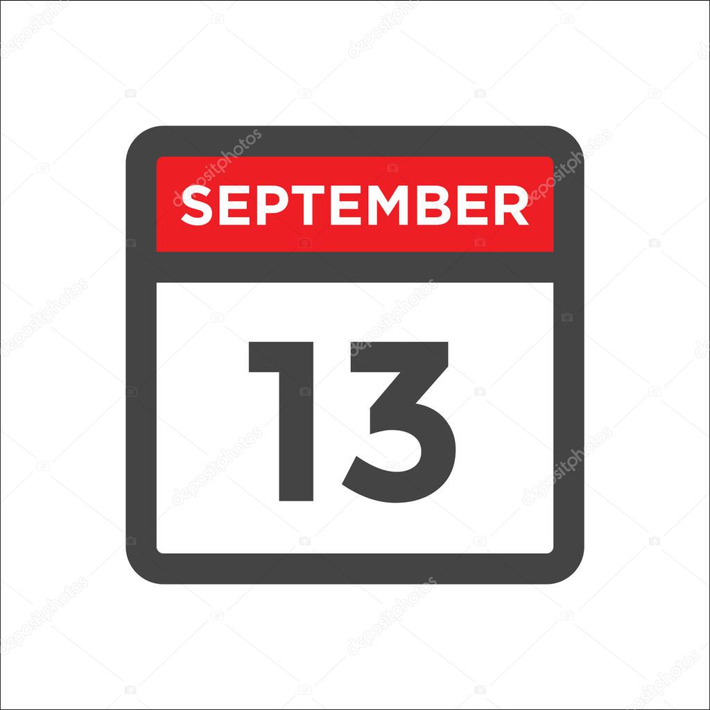 September 13 calendar icon with day & month