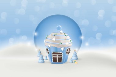 Mutlu Noeller ve mutlu yıllar, kış ormanlarında şeker eviyle dolu kartpostallar.