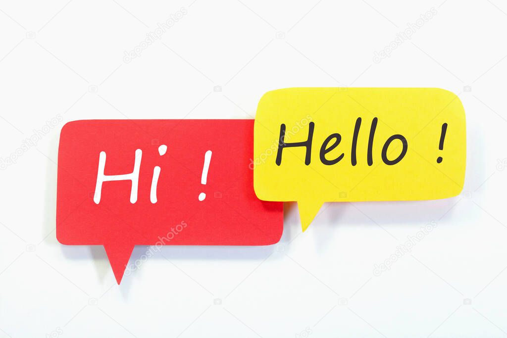 Hi and Hello text on speech bubbles