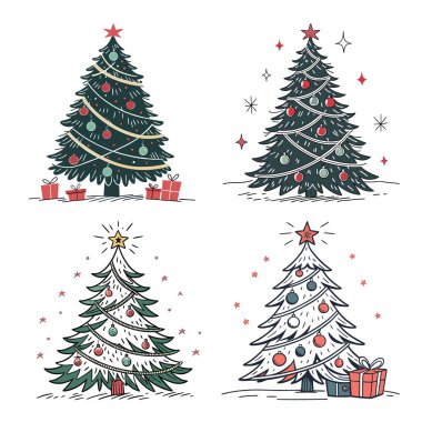 Noel ağacı seti. vektör illüstrasyonu.