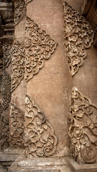 Stucco art on Buddhist temple in Asia