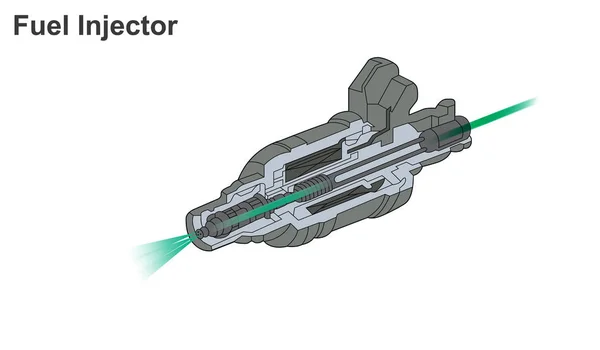 燃油喷射 Fuel Injection 是指在内燃机 最常见的是汽车发动机中 通过喷油器引入燃油 — 图库矢量图片