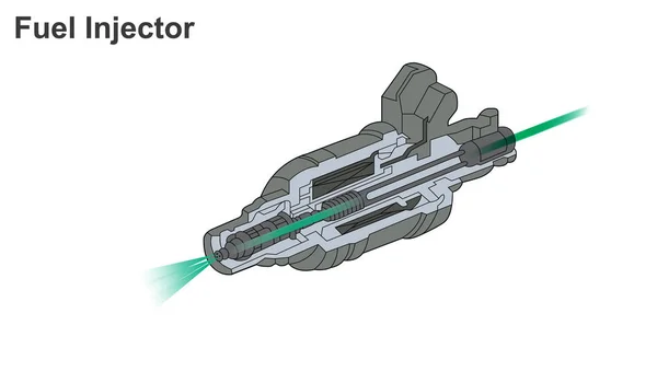 Inyección Combustible Introducción Combustible Motor Combustión Interna Generalmente Motores Automoción — Vector de stock