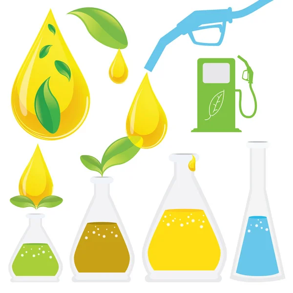 バイオディーゼル生産プロセス それは主に大豆 パーム油から植物油または動物脂肪から抽出された再生可能エネルギーと自然の国内燃料 — ストックベクタ