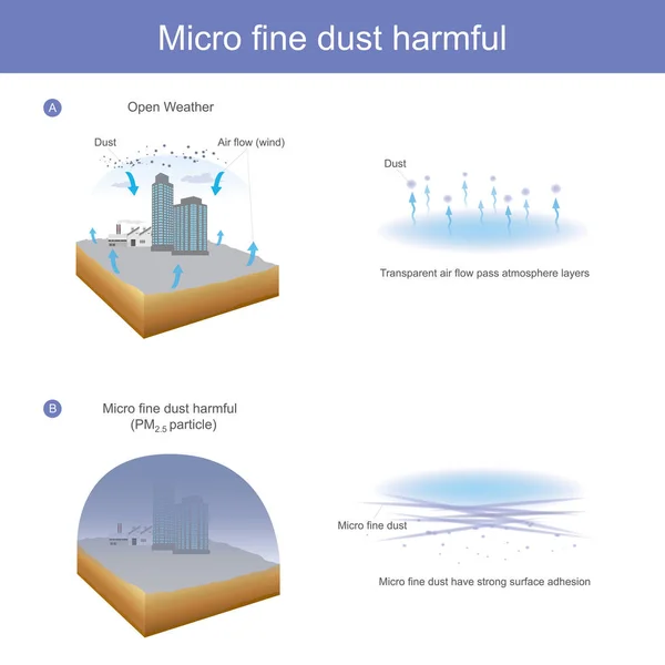 Micro fine dust harmful — Stock Vector