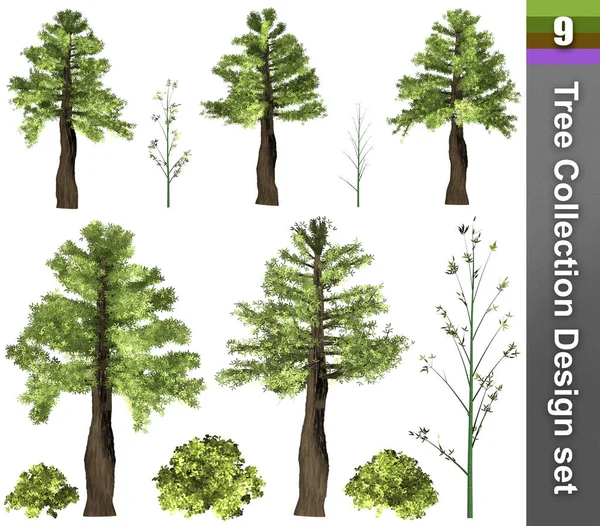 Tree correction design set. 3D Illustration. White background is — Stock Photo, Image