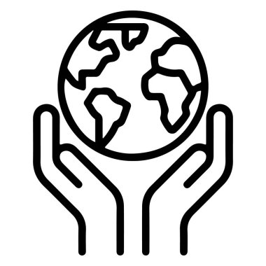 Dünya 'yı kucaklayan, bakım, koruma ve küresel sorumluluğu sembolize eden iki açık eli tasvir eden bir simge..