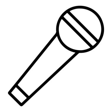 Minimalist, siyah ve beyaz çizgili klasik tarzda bir mikrofon, temiz beyaz bir arkaplanda sunuluyor..