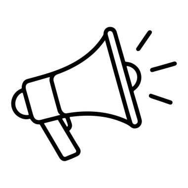 Çan sesinden yayılan bir megafonun siyah beyaz çizimi bir duyuruyu ya da uyarıyı simgeliyor..