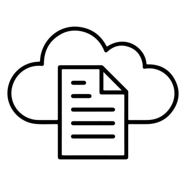 Biçimlendirilmiş bir bulut biçimine yerleştirilmiş metin satırlarını gösteren basit bir çizgi resim simgesi.