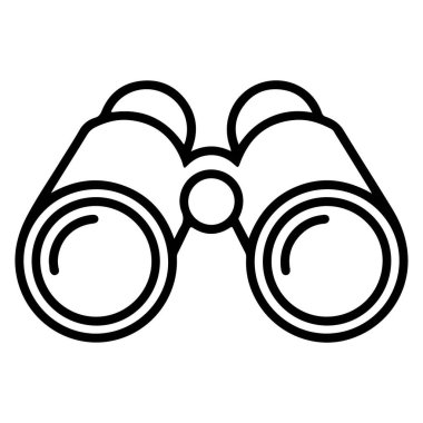 Temiz, minimalist bir dürbün çizimi, keşif, keşif ve mesafeyi temsil eder..