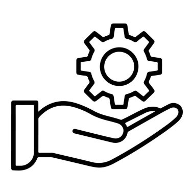 Bir taslak çizimi, mekanik sistemleri, mühendisliği ve yardımı temsil eden bir dişli çarkını destekleyen açık bir eli gösterir..