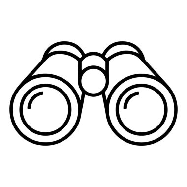 Bir dürbünün minimalist siyah ve beyaz çizimi, görüşü, keşfi ve mesafeyi sembolize eder..