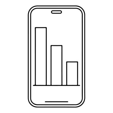 Düşen yükseklikte üç çubuk bulunan bir çubuk çizelgesini gösteren basit bir akıllı telefon çizimi, aşağı yönlü eğilimi gösterir.