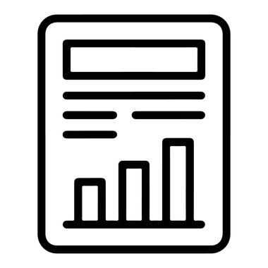 Büyümeyi ve metin satırlarını gösteren bir bar tablosu ile finansal bir raporu temsil eden basit bir satır sanatı simgesi.