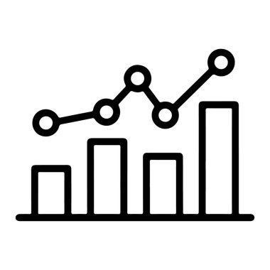 Dairesel veri noktalarına sahip basit bir çizgi grafiği, hem olumlu bir artış eğilimi hem de büyüme eğilimini gösteren bir bar tablosunu örtüyor.