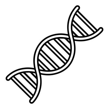 Beyaz arka planda DNA çift sarmal yapısının minimalist, çizgi sanatı çizimi. Bilimsel ve genetik kavram.