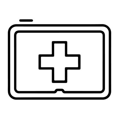 Ekranında belirgin bir tıbbi haç sembolünü gösteren basit bir tablet resim simgesi.