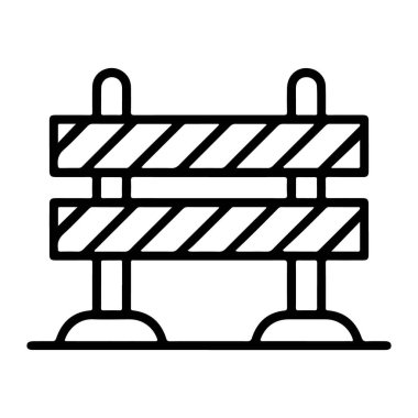 Çapraz çizgileri ve iki dik direği olan standart bir inşaat bariyerinin minimalist çizimi.