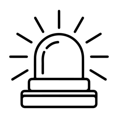 Parlayan siren ışığının basit bir çizgi sanat simgesi, acil durum uyarısını ya da uyarı sinyalini simgeliyor..