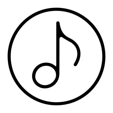 Siyah-beyaz minimalist bir simge. Kalın bir yuvarlak hatla çevrili tek bir sekizinci notadan oluşuyor..