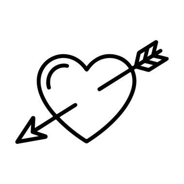 Aşkı ya da kalp kırıklığını sembolize eden, içinden ok geçen bir kalbin el çizimi, tasviri..