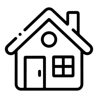 Tavanı, bacası, kapısı ve penceresi olan bir evin minimalist çizgisi..