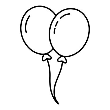 Basit tasarım elementleri için mükemmel sicimlerle birbirine bağlanmış iki şişirilmiş balon çizimi..