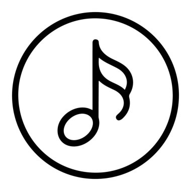 Minimalist, elle çizilmiş bir simge, koyu siyah bir çemberin içinde tek bir müzikal sekizinci notayı içeriyor..