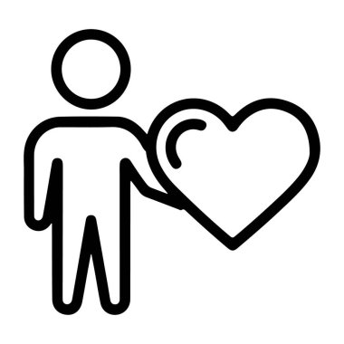 Tarz sahibi bir kalp şeklindeki bir kişiyi tasvir eden basit bir çizgi sanat ikonu. Aşkı, ilgiyi ya da desteği temsil eder..