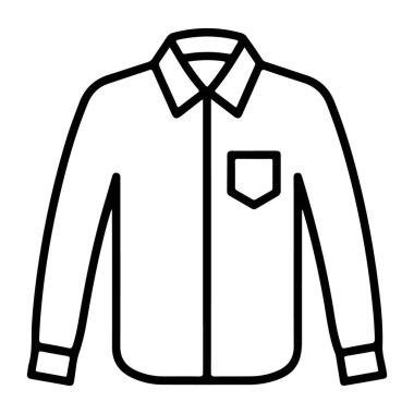 Klasik uzun kollu gömleğin cebi ve yakası olan siyah beyaz çizgili minimalist bir çizim..