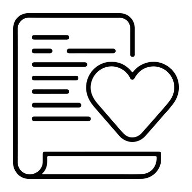 Bir belgeyi tasvir eden basit bir çizgi sanat simgesi ya da bir kalbin yanında, aşkı, özeni ya da önemli kişisel bilgileri temsil eden bir kaydırma.