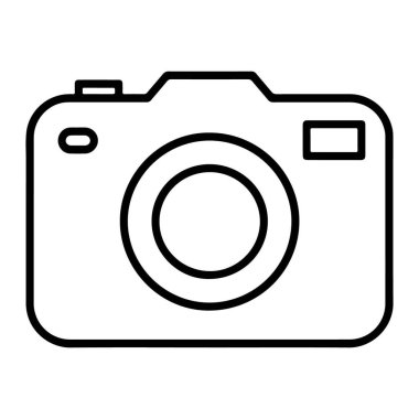 Modern bir dijital kameranın öne çıkan bir objektifi ve flaşı olan minimalist siyah beyaz çizgisi..