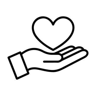 Açık bir elin basit bir siyah çizgisi kalp şeklini taşıyor, aşkı, özeni ya da hayırseverliği simgeliyor..