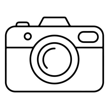 Seçkin bir lens ve vizörden oluşan klasik bir fotoğraf makinesinin minimalist bir tasviri, siyah ve beyaz olarak sunulmuştur..