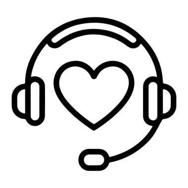 Merkezinde şefkatli müşteri hizmetlerini sembolize eden kulaklıkların basit bir sanat simgesi..