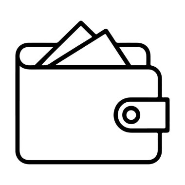 Bir cüzdanın minimalist siyah-beyaz çizgisi ve tepeden süzülen bir kaç banknot..