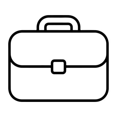 Tek mandalı ve üst kolu olan klasik bir evrak çantasının minimalist siyah beyaz çizgisi..