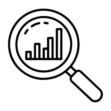 Yükselen bir çubuk grafiğine odaklanmış, analizi ve büyümeyi sembolize eden basit bir çizgi resim simgesi.