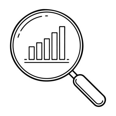 Artan değerleri gösteren bir bar tablosunu inceleyen bir büyüteç çizimi.